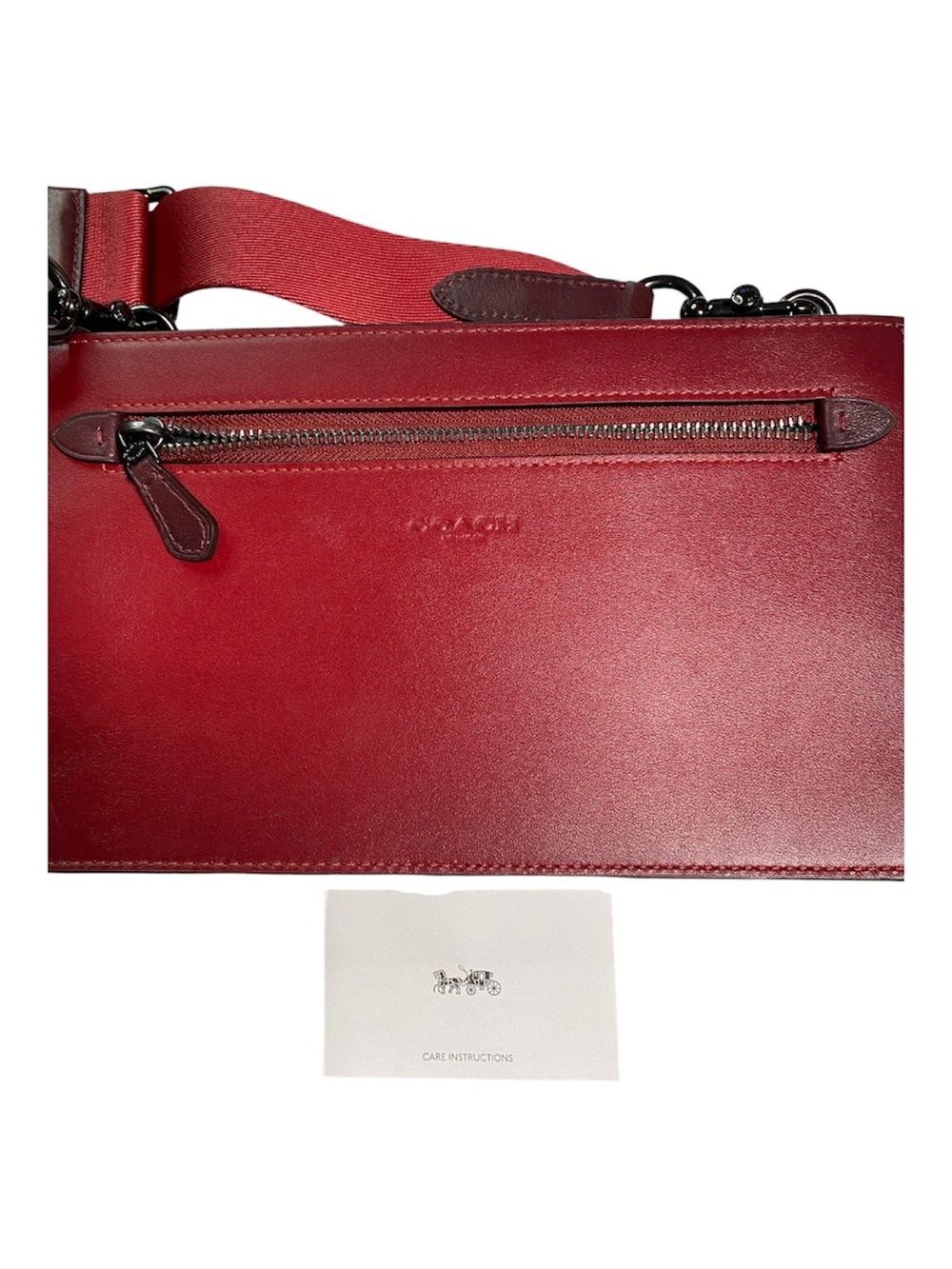 Coach Rivington Bag Men’s Convertible Pouch Red Wine Calf Leather L1980 89128